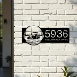 Custom Metal Tractor on farm field Metal Address Sign, House number, Outdoor Number Signage, Yard Sign Address Plate