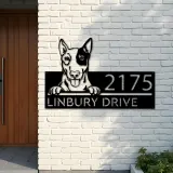 Custom Metal English Bullterrier dog Puppy Metal Address Sign House number Hanging Address Plaque Yard Sign Outdoor decor