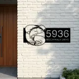 Custom Metal Trevally fishing rod bait hook Metal Address Sign, House number, Outdoor Number Signage, Yard Sign Address Plate