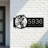 Custom Metal Tropical Flowers Metal Address Sign, House number, Outdoor Number Signage, Yard Sign Address Plate