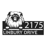 Custom Metal Pekingese dog Puppy Metal Address Sign House number Hanging Address Plaque Yard Sign Outdoor decor