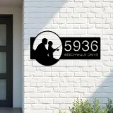 Custom Metal Father and son fishing Metal Address Sign, House number, Outdoor Number Signage, Yard Sign Address Plate