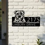 Custom Metal Continental Bulldog dog Puppy Metal Address Sign House number Hanging Address Plaque Yard Sign Outdoor decor