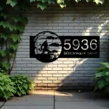 Custom Metal Werewolf Full Moon Halloween Metal Address Sign, House number, Outdoor Number Signage, Yard Sign Address Plate