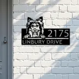 Custom Metal Shetland Sheepdog Cute puppy Metal Address Sign House number Hanging Address Plaque Yard Sign Outdoor decor