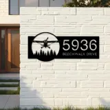 Custom Metal Airplane pilot Metal Address Sign, House number, Outdoor Number Signage, Yard Sign Address Plate