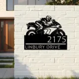 Custom Metal Female biker Metal Address Sign, House number, Outdoor Number Signage, Yard Sign Address Plate