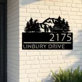 Custom Metal Camping trailer mountain pine tree Metal Address Sign, House number, Outdoor Number Signage, Yard Sign Address Plate