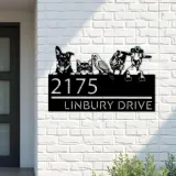 Custom Metal German shepherd cat parrot chicken and goat Metal Address Sign, House number, Outdoor Number Signage, Yard Sign Address Plate