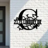 Custom Metal Floral Monogram Split Letter C Metal Address Sign House number Hanging Address Plaque Yard Sign Outdoor decor