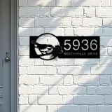 Custom Metal Bird with pinecone Metal Address Sign, House number, Outdoor Number Signage, Yard Sign Address Plate