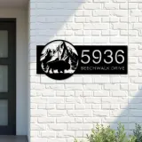 Custom Metal Bison buffalo on mountain Metal Address Sign, House number, Outdoor Number Signage, Yard Sign Address Plate