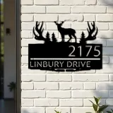 Custom Metal Deer hunting Metal Address Sign, House number, Outdoor Number Signage, Yard Sign Address Plate001