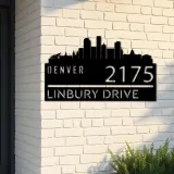 Custom Metal Denver city skyline Metal Address Sign Hanging Address Plaque house number Yard Outdoor Sign