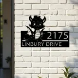 Custom Metal Cute Dragon Metal Address Sign, House number, Outdoor Number Signage, Yard Sign Address Plate