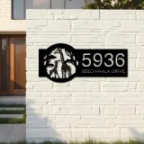 Custom Metal Giraffe Wild animal wildlife Metal Address Sign, House number, Outdoor Number Signage, Yard Sign Address Plate