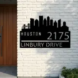 Custom Metal Houston city skyline Metal Address Sign Hanging Address Plaque house number Yard Outdoor Sign