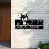 Custom Metal Toy Fox Terrier dog Puppy Metal Address Sign House number Hanging Address Plaque Yard Sign Outdoor decor