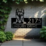 Custom Metal Doberman dog Puppy Metal Address Sign House number Hanging Address Plaque Yard Sign Outdoor decor