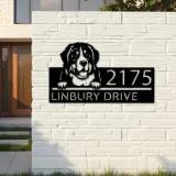 Custom Metal Berne cattle dog Puppy Metal Address Sign House number Hanging Address Plaque Yard Sign Outdoor decor