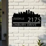 Custom Metal Louisville city skyline Metal Address Sign Hanging Address Plaque house number Yard Outdoor Sign
