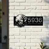 Custom Metal Haunted scene halloween pumpkin Metal Address Sign Custom House number Hanging Address Plaque Yard Outdoor Sign