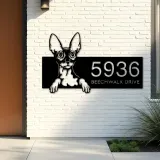 Custom Metal Cornish rex Cute peeking cat kitten Metal Address Sign, House number, Outdoor Number Signage, Yard Sign Address Plate
