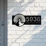 Custom Metal Mountain scene Metal Address Sign, House number, Outdoor Number Signage, Yard Sign Address Plate001