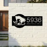 Custom Metal Mountain Bike Bicycle Cyclist Metal Address Sign, House number, Outdoor Number Signage, Yard Sign Address Plate