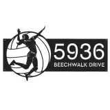 Custom Metal Female volleyball player Metal Address Sign, House number, Outdoor Number Signage, Yard Sign Address Plate