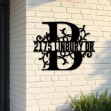 Custom Metal Floral Monogram Split Letter B Metal Address Sign House number Hanging Address Plaque Yard Sign Outdoor decor