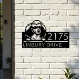 Custom Metal Poodle dog Puppy Metal Address Sign House number Hanging Address Plaque Yard Sign Outdoor decor