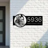 Custom Metal Floral trumpet musician Metal Address Sign, House number, Outdoor Number Signage, Yard Sign Address Plate