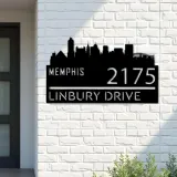 Custom Metal Memphis city skyline Metal Address Sign Hanging Address Plaque house number Yard Outdoor Sign