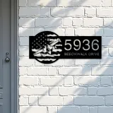 Custom Metal Airplane jet on US flag Metal Address Sign House number Hanging Address Plaque Yard Sign Outdoor
