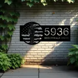 Custom Metal Policeman police officer US Flag Metal Address Sign House number Hanging Address Plaque Yard Sign Outdoor