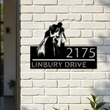Custom Metal Kissing bride and groom Metal Address Sign, House number, Outdoor Number Signage, Yard Sign Address Plate