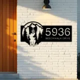 Custom Metal Dog mountain scene Metal Address Sign, House number, Outdoor Number Signage, Yard Sign Address Plate