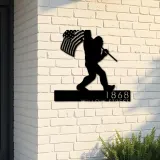 Custom Metal Bigfoot Sasquatch With US Flag Metal Address Sign Custom Hanging Address Plaque Yard Sign Outdoor Sign