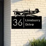 Custom Metal Airplane pilot aircraft Metal Address Sign, House number, Outdoor Number Signage, Yard Sign Address Plate