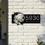 Custom Metal Dolphins sea life animals Metal Address Sign, House number, Outdoor Number Signage, Yard Sign Address Plate