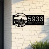 Custom Metal Dawn scene Metal Address Sign, House number, Outdoor Number Signage, Yard Sign Address Plate