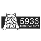 Custom Metal British longhair Cute peeking cat Metal Address Sign, House number, Outdoor Number Signage, Yard Sign Address Plate