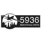 Custom Metal Airplane plane pilot Metal Address Sign, House number, Outdoor Number Signage, Yard Sign Address Plate
