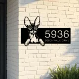 Custom Metal Cornish rex Cute peeking cat kitten Metal Address Sign, House number, Outdoor Number Signage, Yard Sign Address Plate