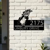 Custom Metal Peeking Parrot Corella Wild animal wildlife Metal Address Sign, House number, Outdoor Number Signage, Yard Sign Address Plate