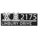 Custom Metal Red heeler and labrador dogs puppy Metal Address Sign House number Hanging Address Plaque Yard Sign Outdoor decor