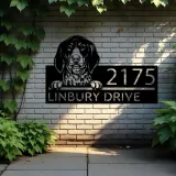 Custom Metal Bluetick coonhound dog cute puppy Metal Address Sign House number Hanging Address Plaque Yard Sign Outdoor decor