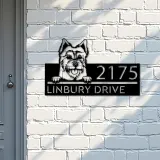 Custom Metal Australian terrier dog Puppy Metal Address Sign House number Hanging Address Plaque Yard Sign Outdoor decor