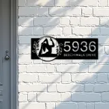 Custom Metal Yoga Meditation Metal Address Sign Custom House number Hanging Address Plaque Yard Sign Outdoor